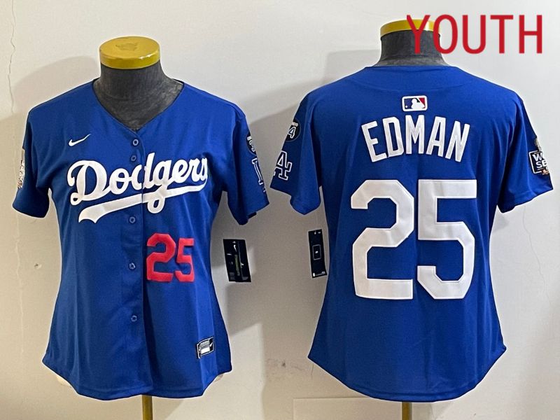 Youth Los Angeles Dodgers 25 Edman Blue Game 2024 Nike MLB Jersey style 11216